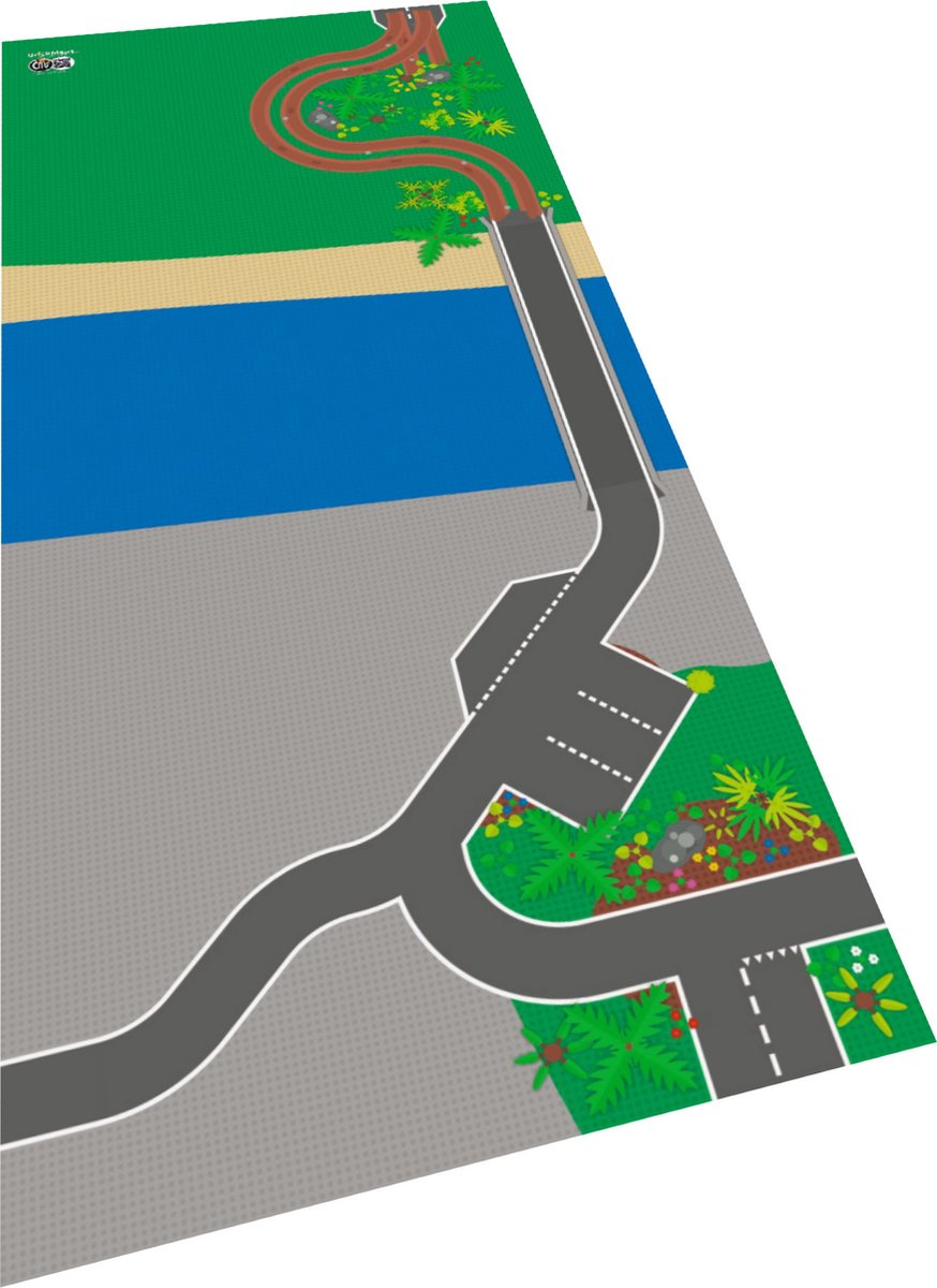 BrickMaps 32337005 - City - River - Wegplaat speelmat geschikt voor LEGO City - Formaat gelijk aan 3x7 bouwplaat